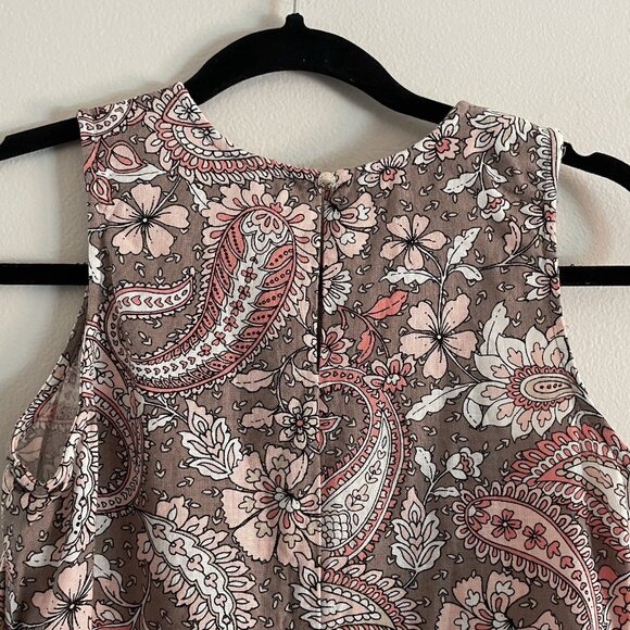Tommy Hilfiger Women 4P Paisley Linen Blend Sleeveless Ruffle Hem Shift Dress - Picture 11 of 12